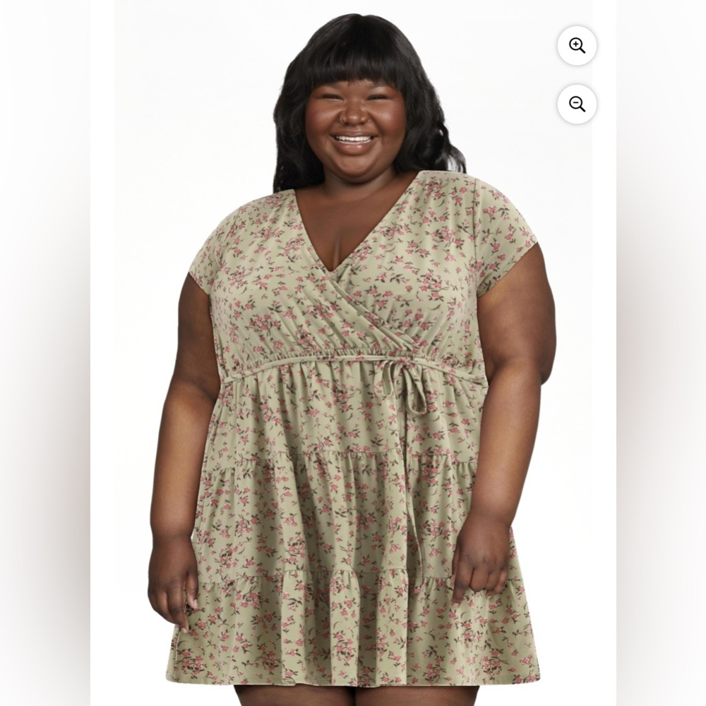 No Boundaries Asymmetrical Floral Dress - Olive and Pink